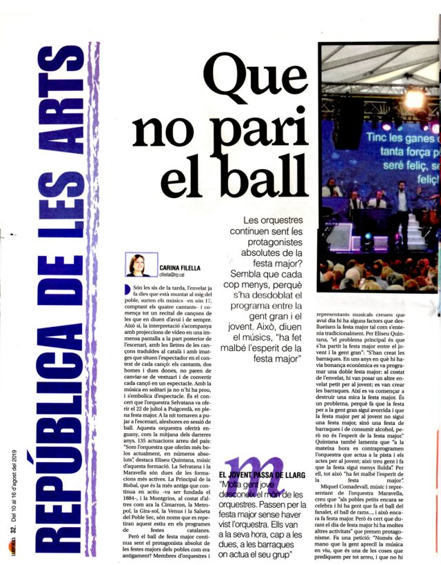 Que no pari el ball · El Punt Avui, 10/08/2019